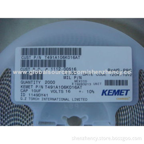 SMD Tantalum Capacitor, T491A106K016AT, 10UF/16V/10%/1206, A Case